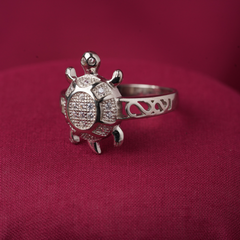 Silver cz tortoise ring